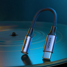 USB-C hörlursadapter på 3.5mm Mini Jack 10cm - Svart