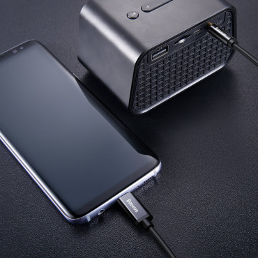 AUX AUDIO AUX AUX-kabel 3.5mm Mini Jack - USB-C 120cm - Svart