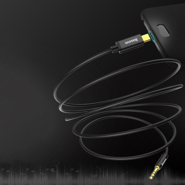 AUX AUX AUX AUX kabel 3.5mm Mini Jack - USB-C 120cm - črna