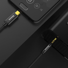 AUX AUX AUX AUX kabel 3.5mm Mini Jack - USB-C 120cm - črna