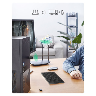 Externt USB-nätverkskort - WiFi 2.4GHz / 5GHz 11AC AC650 - Svart
