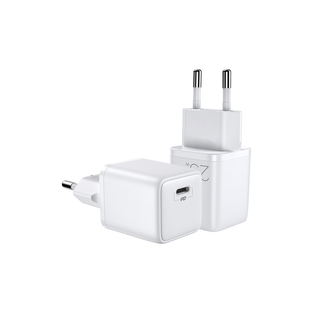 Μικρός γρήγορος φορτωτής USB-C PD 5-12V 25W - Λευκό