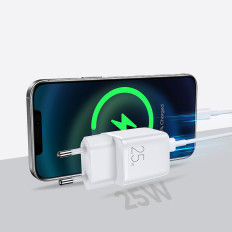Μικρός γρήγορος φορτωτής USB-C PD 5-12V 25W - Λευκό
