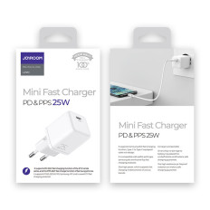 Petit chargeur rapide USB-C PD 5-12V 25W - Blanc