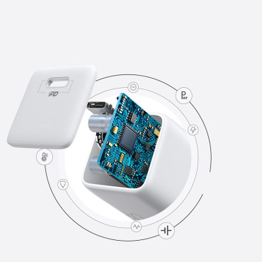 Liten snabb lastare USB-C PD 5-12V 25W - Vit