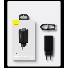 Fast Universal Gan3 Pro 2x Network Charger USB-C / USB + USB-C65W kabel - bela