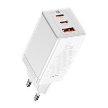 Fast Universal Gan3 Pro 2x Network Charger USB-C / USB + USB-C65W kabel - bela