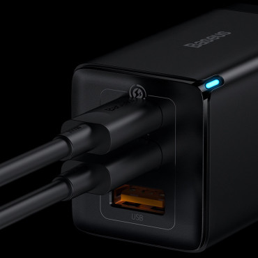Γρήγορο Universal Gan3 Pro 2x Φορτιστής δικτύου USB-C / USB + USB-C 65W Καλώδιο - Λευκό