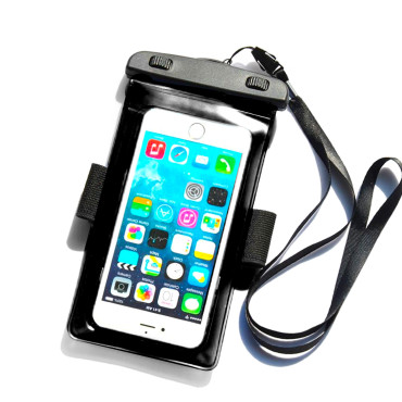 Vattentätt väska till din telefon med armband PVC - Svart