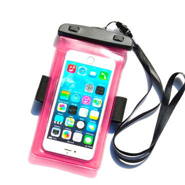 Caso impermeável para caso de telefone com braçadeira PVC - rosa