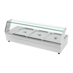 Bemaruppvärmningswebbplatsglasbuffé uppvärmd + 3xgn