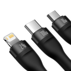 Cabo 3in1 Cabo USB para USB-C / iPhone Lightning / Micro USB 1.2m - preto