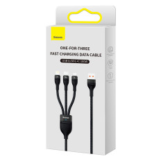Kabelis 3in1 USB kabelis USB-C / iPhone Žaibai / Mikro USB 1.2m - juoda