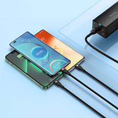 Kabelis 3in1 USB kabelis USB-C / iPhone Žaibai / Mikro USB 1.2m - juoda