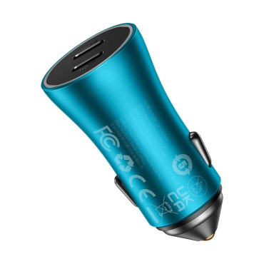 Contator dourado Pro 2x USB-C 40W Carregador de carro - azul