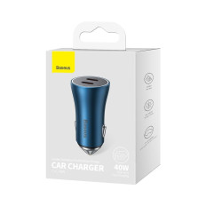 Contator dourado Pro 2x USB-C 40W Carregador de carro - azul