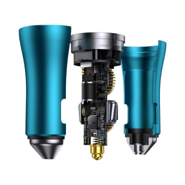 Contator dourado Pro 2x USB-C 40W Carregador de carro - azul
