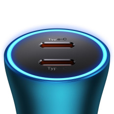 Contator dourado Pro 2x USB-C 40W Carregador de carro - azul