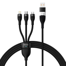 Kabel 4W1 USB + USB-C-Kabel für USB-C / iPhone Blitz / Micro USB 1.2m - schwarz