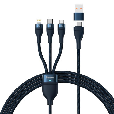 Kabel 4W1 USB + USB-C kabel za USB-C / iPhone Lightning / Micro USB 1.2m - modra