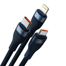 Καλώδιο 4W1 USB + καλώδιο USB-C για USB-C / iPhone Lightning / Micro USB 1.2m - μπλε