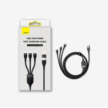 Kabel 4W1 USB + USB-C kabel za USB-C / iPhone Lightning / Micro USB 1.2m - modra