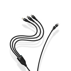 Kabel 4W1 USB + USB-C kabel za USB-C / iPhone Lightning / Micro USB 1.2m - modra
