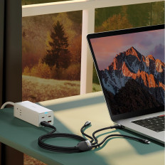 Kabel 4W1 USB + USB-C kabel za USB-C / iPhone Lightning / Micro USB 1.2m - modra