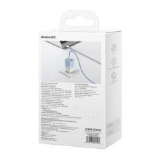 Snabb gan 2x USB-C / USB 65W QC PD - Blå