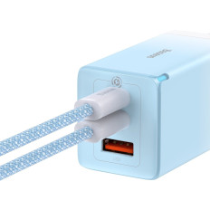 Snabb gan 2x USB-C / USB 65W QC PD - Blå