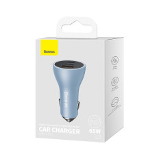 Pro USB-A Carregador de Carro + 2x USB-C 65W QC4.0 - Azul