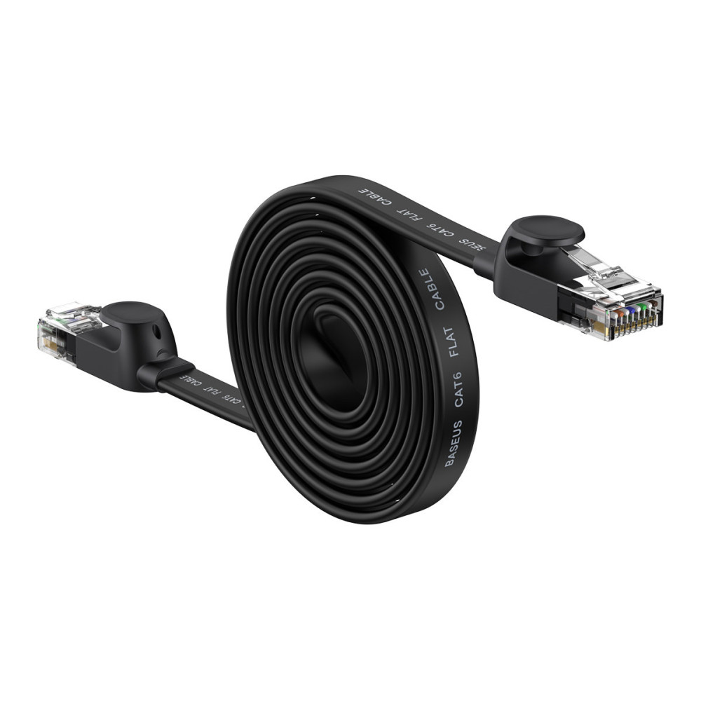 Plochý kábel plochý patchcord rj45 rýchlosť šesť 1000mbps 2m - čierna