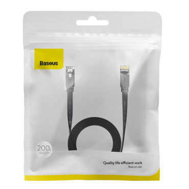 Plochý kábel plochý patchcord rj45 rýchlosť šesť 1000mbps 2m - čierna