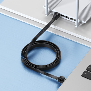 Plochý kábel plochý patchcord rj45 rýchlosť šesť 1000mbps 2m - čierna