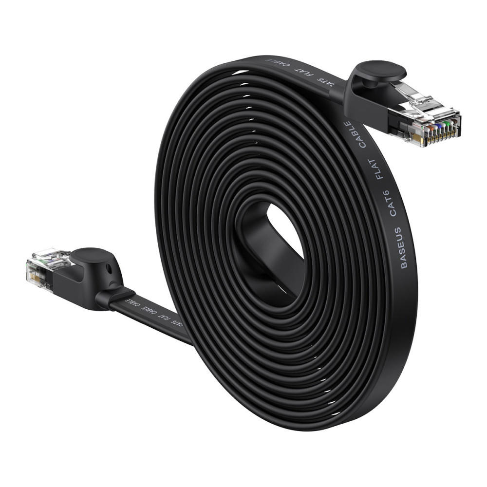 Plattkabel Patchcord RJ45 Speed Six 1000Mbps 15m - Svart
