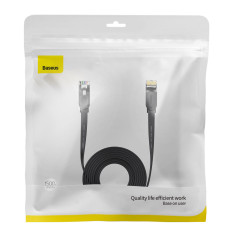 Flachkabel Patchcord RJ45 Geschwindigkeit Sechs 1000 Mbit / s 15m - Schwarz