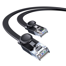 Flat kabel patchcord RJ45 Speed Seks 1000mbps 15m - svart