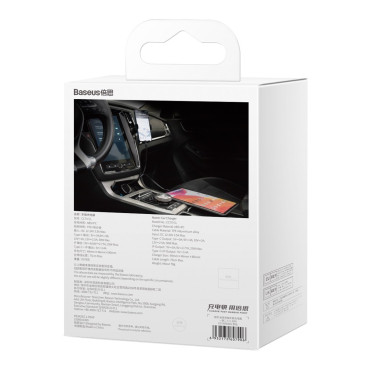 Φορτιστής αυτοκινήτου 2in1 USB-C + iPhone Lightning Rolled 75cm 30w - Μαύρο