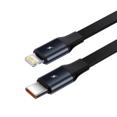 Carregador de carro 2in1 USB-C + iPhone relâmpago laminado 75cm 30 w - preto