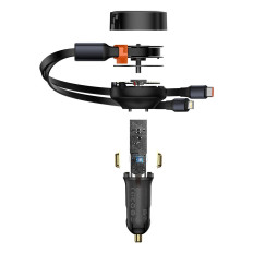 Carregador de carro 2in1 USB-C + iPhone relâmpago laminado 75cm 30 w - preto