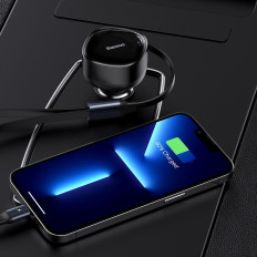 Carregador de carro 2in1 USB-C + iPhone relâmpago laminado 75cm 30 w - preto