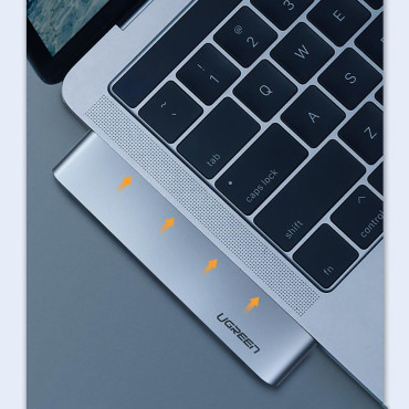 Navadapter för MacBook Pro / Air 2x USB-C för 3x USB 3.0 / TF / SD / USB-C - Grå