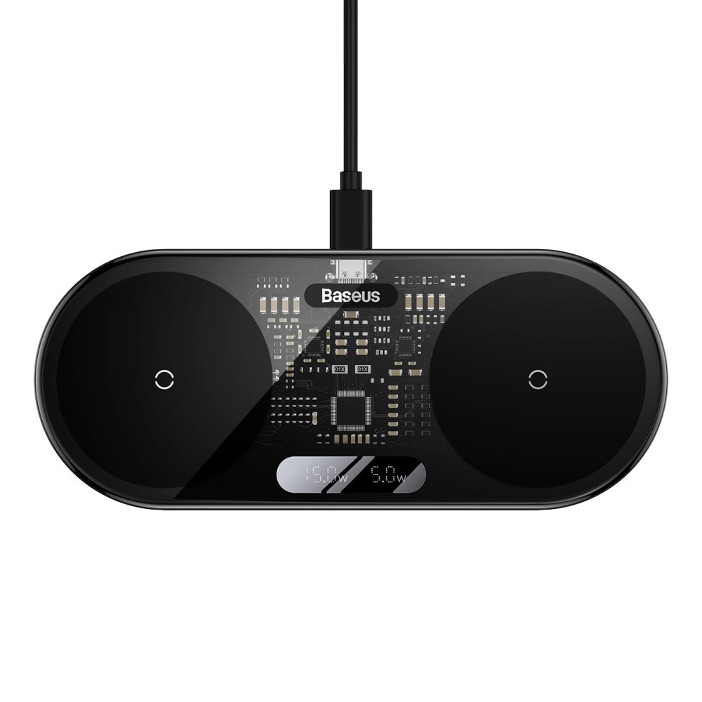 Dual Qi langaton laturi USB-C 20W -näyttö - musta
