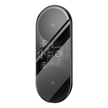 Dual Qi brezžični polnilnik z USB-C 20W zaslonom - črna