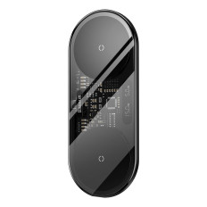 Dual Qi brezžični polnilnik z USB-C 20W zaslonom - črna
