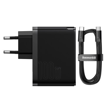 Fast Universal Gan5 Pro USB-C / USB 100W omrežni polnilnik - črna