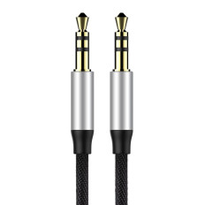 Káblový stereo Jiven M30 AUX AUDIO 3.5mm Mini Jack 1.5m - strieborná čierna