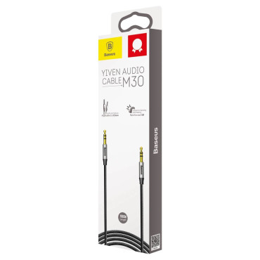Káblový stereo Jiven M30 AUX AUDIO 3.5mm Mini Jack 1.5m - strieborná čierna