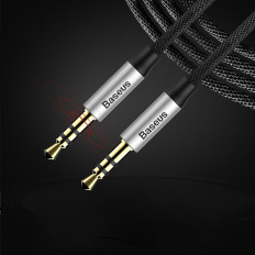 Kabel-Stereo-Jungs-M30 Aux-Audiokabel 3.5mm Mini-Jack 1.5m - Silber-Schwarz