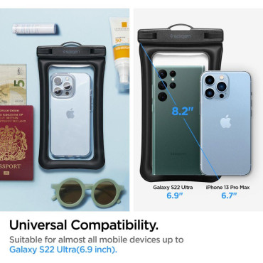 Waterproof up to 30m Protective case for your phone for 8 '' + Leash - black